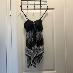 bandana print sheer babydoll tank top